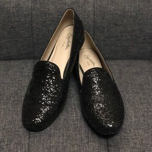 Black Glitter Loafers